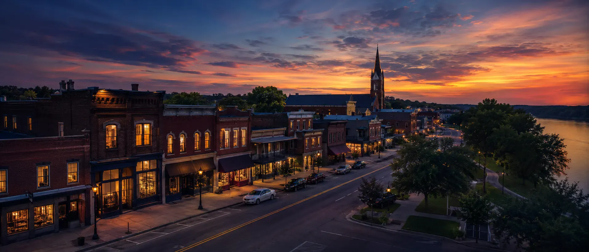 Washington, Missouri Main Street local business context band for Flowpoint Marketing regional work